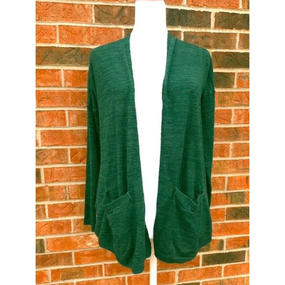 Loft Open Front Green Knit Cardigan Medium